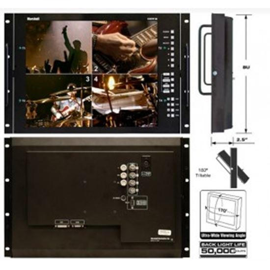 Obrázek V-R171P-4A-PAL 17' Rack Mountable LCD Monitor with Quad Splitter & Switcher, PAL format only