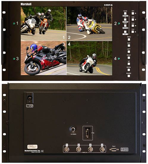 V-R151P-4A 15" Rack Mountable LCD Monitor with Quad Splitter & Switcher, NTSC format only